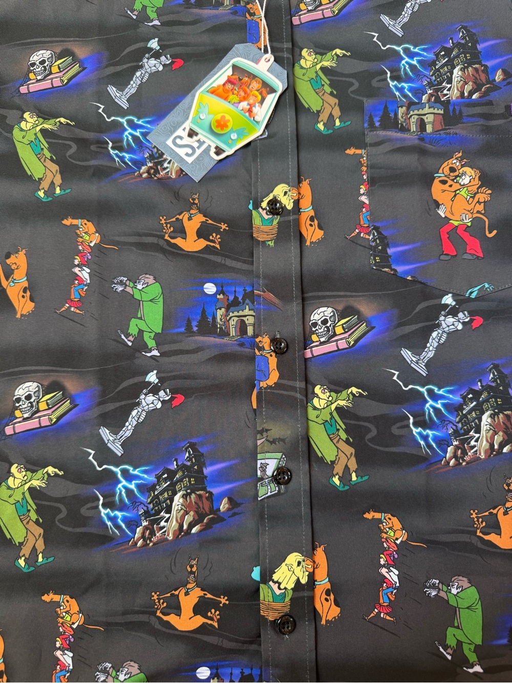 RSVLTS Black Scooby-Doo Character Print Button-Down Shirt - Picture 2 of 4